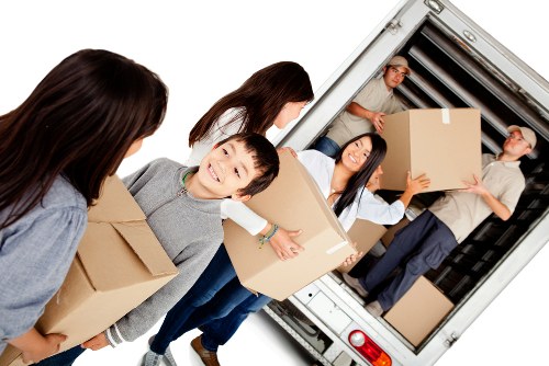 Local removals van loading items for a Hayes move
