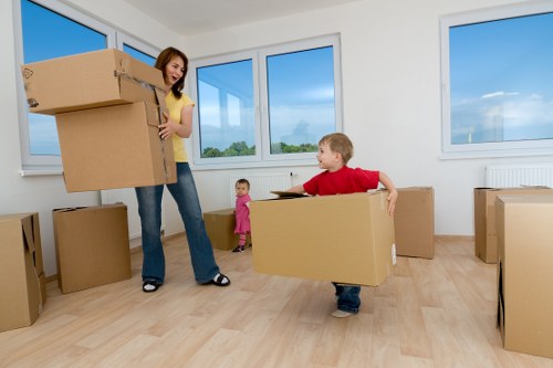 Household items being loaded into a removal van in Hayes