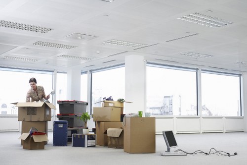 Packing boxes and moving supplies ready for removals in Hayes