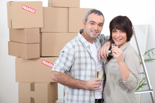 Local office moving team handling desks and files in Hayes